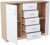 Home Collective Kommode mit 5 Schubladen und 2 Türen in matter Ausführung, Kommode 110cm breit (mit hochwertigen Polymergriffen, aus laminierter Platte gefertigt, Metallrollen mit Auszugsstopp), Schrank Sideboard Highboard Kommode mit Schubladen Sonoma... Bild 3