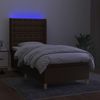 vidaXL Boxspringbett mit Matratze & LED Stoff Dunkelbraun 80x200 cm, Härtegrad: H2 [3139152] Bild 3