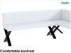 MEBLINI Eckbank für Esszimmer mit ausziehbarem Tisch - Küchenbank - Essecke - Sitzecke Küche - PETER - X-Beine 142x196x87cm Rechts - Weiß Kunstleder/B Weiß Hochgl. Bild 5