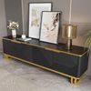 Merax Lowboard in Weiß und Gold, TV-Board mit vier Türen und Stauraum (1 St, 160 x 37,5 x 48 cm), TV-Schrank mit geometrischer 3D-Front, Kabelmanagement, Metallrahmen Bild 4