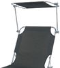 3-Bein Gartenliege Campingliege Grau 186x55x24cm mit Sonnenschutzdach Bild 4