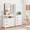 Yaheetech Hochschrank mit Glastüren und Schubladen, Einlegeböden verstellbar, Holz weiß, 63 x 30 x 165,5 cm Bild 3
