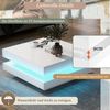Quadratischer LED-Couchtisch aus Spanplatte mit Bluetooth-App-Steuerung, 70x70x36 cm, Weiß Bild 4