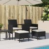 vidaXL Gartensofa 2-Sitzer mit Tisch und Hockern, Polyrattan schwarz Bild 3
