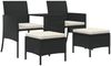 vidaXL Gartensofa 2-Sitzer mit Tisch und Hockern, Polyrattan schwarz Bild 2
