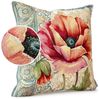 ANRO Dekokissen Jacquard Gobelin Kissenbezug 45x45 cm waschbar Klassik Dekokissenbezug, Vintage ohne Füllung mit Reißverschluss Mohnblume Beige Bild 4