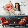 ANRO Dekokissen Jacquard Gobelin Kissenbezug 45x45 cm waschbar Klassik Dekokissenbezug, Vintage ohne Füllung mit Reißverschluss Mohnblume Beige Bild 3