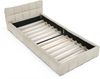 Polsterbett 90×200 cm mit quadratischer Steppung, Chenille-Bezug, Beige, ohne Matratze Bild 4
