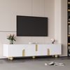 Merax Weißer TV-Schrank 180 cm, 4 Türen, Marmoroptik-Oberfläche, kugelförmige Holzfüße Bild 3