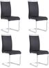 Freischwinger Stühle 4er-Set mit Kunstleder, ergonomischer Sitzkomfort, hohe Rückenlehne, verchromtes Metallgestell,Schwarz Bild 2