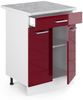 Küchenunterschrank R-Line Rot Hochglanz 60 cm mit Schublade, AP Marmor Vicco Bild 4