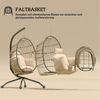 Luckice Hängesessel Hängender Outdoor-Schaukelstuhl mit faltbarem Korbsitz (und dicken Kissen, Ständer, Kopfstütze, Becherhalter), Hängestühle und Halterungen, Garten Hängestühle, Sitze und Kissen Bild 2