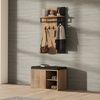 Refined Living Garderoben-Set Schuhbank mit Kleiderstange, 2 Türen, 3 Haken & Sitzbank Schwarz/Natur, (B70×T36×H146 cm, Flurmöbel, Schuhschrank mit Sitzbank, Kleiderstange, 2 Türen, 3 Haken, 1-St, platzsparend, multifunktional, modern, Schwarz + Naturh... Bild 2