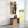 Refined Living Garderoben-Set Schuhbank mit Kleiderstange, 2 Türen, 3 Haken & Sitzbank Schwarz/Natur, (B70×T36×H146 cm, Flurmöbel, Schuhschrank mit Sitzbank, Kleiderstange, 2 Türen, 3 Haken, 1-St, platzsparend, multifunktional, modern, Schwarz + Naturh... Bild 4