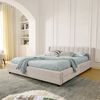 Polsterbett 140×200 cm mit 4 Schubladen und USB/Type-C, ergonomischem Kopfteil, Beige, ohne Matratze Bild 4