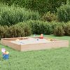 vidaXL Sandkasten, Massives Kiefernholz natur, 160 x 160 x 20 cm, Quadratisch Bild 2