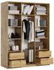 Masseno Schwebetürenschrank NISSE 150 cm Kleiderschrank 3 Türen und 4 Schubladen Eiche Artisan Bild 3