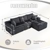 Sofa-Set, Modulares Sofa mit Chaiselongue und 2-Sitzer weicher Cordbezug 5 Kissen Taschen Getränkehalter hochdichter Schaumstoff DIY-Kombination, Cord, Grün Bild 2