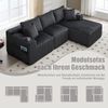 Sofa-Set, Modulares Sofa mit Chaiselongue und 2-Sitzer weicher Cordbezug 5 Kissen Taschen Getränkehalter hochdichter Schaumstoff DIY-Kombination, Cord, Grün Bild 3