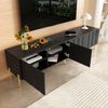 Schwarzes TV-Schrank, 190 cm(L) x 38 cm(W) x 48 cm(H), goldene Tischbeine Bild 4