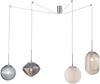 LED Pendelleuchte mit 4 Relief Glas Lampenschirmen, Abhängung bis 250cm Bild 2