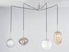 LED Pendelleuchte mit 4 Relief Glas Lampenschirmen, Abhängung bis 250cm Bild 3