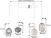 LED Pendelleuchte mit 4 Relief Glas Lampenschirmen, Abhängung bis 250cm Bild 4