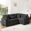 Merax Schlafsofa L-förmiges, ausziehbares Ecksofa, mit Stauraum, Getränkehalter, USB-Ladeanschluss, Armlehnenablage und vier Kissen grau Bild 3