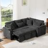 Merax Schlafsofa L-förmiges, ausziehbares Ecksofa, mit Stauraum, Getränkehalter, USB-Ladeanschluss, Armlehnenablage und vier Kissen grau Bild 2
