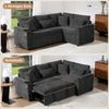 Merax Schlafsofa L-förmiges, ausziehbares Ecksofa, mit Stauraum, Getränkehalter, USB-Ladeanschluss, Armlehnenablage und vier Kissen grau Bild 5