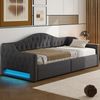 Gepolstertes 90x200 Tagesbett mit LED-Gürtel und Stauraum darunter, Grau Bild 3