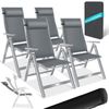 KESSER® Gartenstuhl Hochlehner mit Armlehnen | Aluminium Klappstuhl inkl. Kopfkissen Campingstuhl 7-Fach Verstellbar Rückenlehne | Atmungsaktiv & Wetterfest | Klappbar & Anti-Rutsch Hellgrau, 4 Stück Bild 1