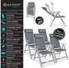 KESSER® Gartenstuhl Hochlehner mit Armlehnen | Aluminium Klappstuhl inkl. Kopfkissen Campingstuhl 7-Fach Verstellbar Rückenlehne | Atmungsaktiv & Wetterfest | Klappbar & Anti-Rutsch Hellgrau, 4 Stück Bild 2