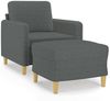 vidaXL Sessel mit Hocker Dunkelgrau 60 cm Stoff 3201185 Bild 2