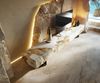 Lowboard Cuor 250 cm Keramik Minas Melange Weiß-Beige 1 Klappe 1 Schubfach Fuß Schwebeoptik Edelstahl Bild 4