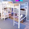 Hochbett 140x200 cm mit LED-Lichtleiste, Ablagefach und Kleiderstange – Metall und MDF, Weiß Bild 4