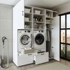 Roomart Waschmaschinenschrank Doppelschrank – SERIE 2 – 179 cm breit, Überbauschrank für Waschküche & Hauswirtschaftsraum – mit Ausziehbrett & Schubladen – • Eiche Bild 3