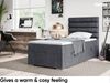 MEBLINI Boxspringbett KARIM 90x200 cm mit Bettkasten - H4/Dunkelgrau Samt Gepolstert Einzelbett mit Topper & Taschenfederkern-Matratze - 90x200 Rechts Bild 4