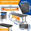 KESSER® Bierzeltgarnitur 3-teilig Set Tisch & 2x Bank | Buffettisch für drinnen & draußen Gartengarnitur klappbar 183x76x74cm Kunststoff Klapptisch Gartentisch inkl. Abdeckung & Tragegriffe Anthrazit, Rattan Bild 2