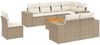 vidaXL 9-tlg. Garten-Sofagarnitur mit Kissen Beige Poly Rattan 3257871 Bild 2
