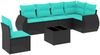 vidaXL 7-teiliges Gartensofa-Set mit Kissen, schwarzes Polyrattan 3221436 Bild 2