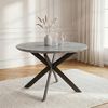 Jiexi Esstisch Esstisch ausziehbar rund bis oval MDF-Platte mit X-Metallgestell Bild 2