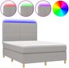 vidaXL Boxspringbett mit Matratze & LED Hellgrau 140x200 cm Stoff 3135597 Bild 2