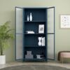 Vitrinenschrank Säkylä Stahl 180x80x35 cm Navyblau [en. casa] Bild 3