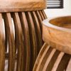 Couchtisch 2er-Set Mangoholz massiv, modernes Lamellen Design, rund in Braun, montiert geliefert Bild 4