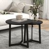Couchtisch Set 2er rund schwarz nesting ineinanderschiebbar Stahlgestell Spanplatte Bild 2