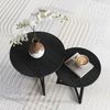 Couchtisch Set 2er rund schwarz nesting ineinanderschiebbar Stahlgestell Spanplatte Bild 3