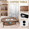 Ovaler Couchtisch Holz Wohnzimmer Tisch Stauraum Industrie-Design 100x55x38 cm Bild 5