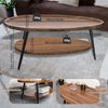 Ovaler Couchtisch Holz Wohnzimmer Tisch Stauraum Industrie-Design 100x55x38 cm Bild 2