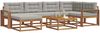 vidaXL Outdoor-Sofagarnitur mit Kissen 7 pcs Natürlich und Hellgrau 3367864 Bild 3